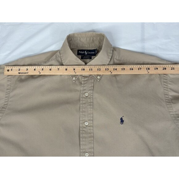 Vintage 90s Ralph Lauren Blake Shirt Mens L Tan Long Sleeve Oxford Button Preppy - Picture 15 of 16
